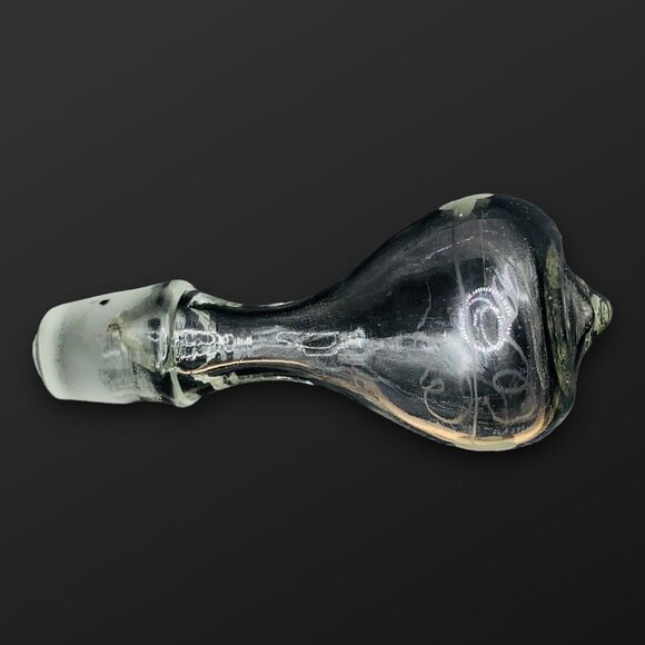 Hand Blown Hallow Clear Glass Decanter Stopper Etched Phallus Erotic Grapes 4” - Picture 7 of 10